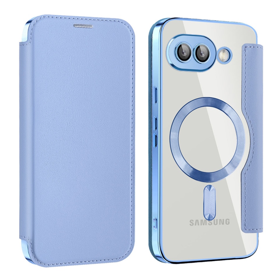 Husa pentru Google Pixel 9a tip carte, SKYDDAR INOVATION, SmartMag Book, Magsafe, RFiD, Suport Carduri, set cu sticker, Bleu - 1 | YEO