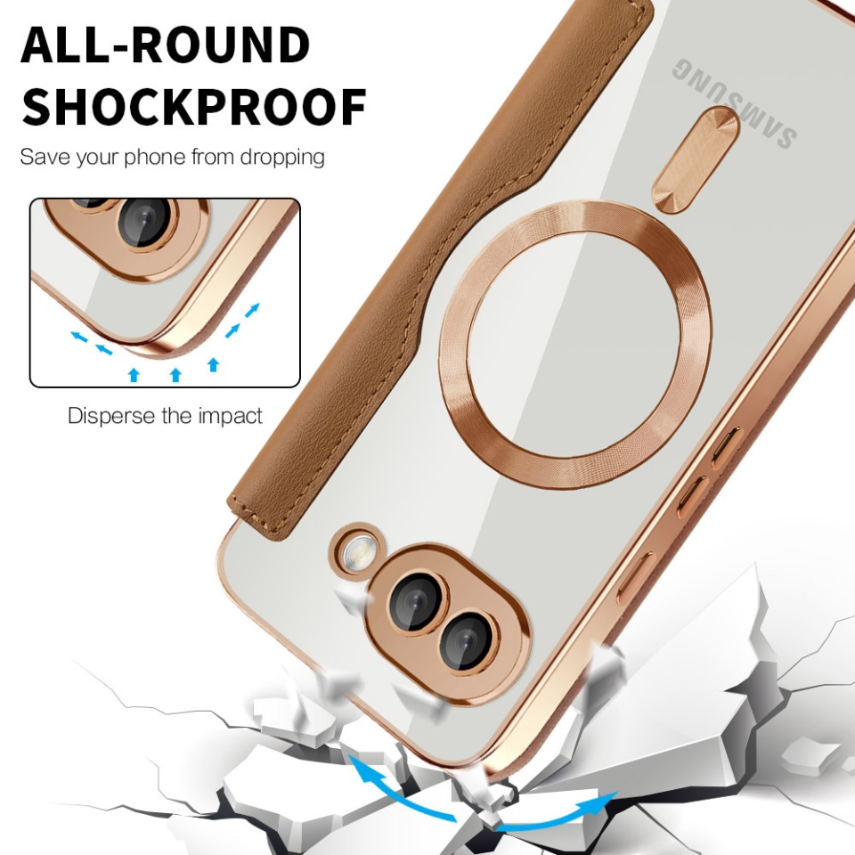 Husa pentru Google Pixel 9a tip carte, SKYDDAR INOVATION, SmartMag Book, Magsafe, RFiD, Suport Carduri, set cu sticker, Maro - 3 | YEO