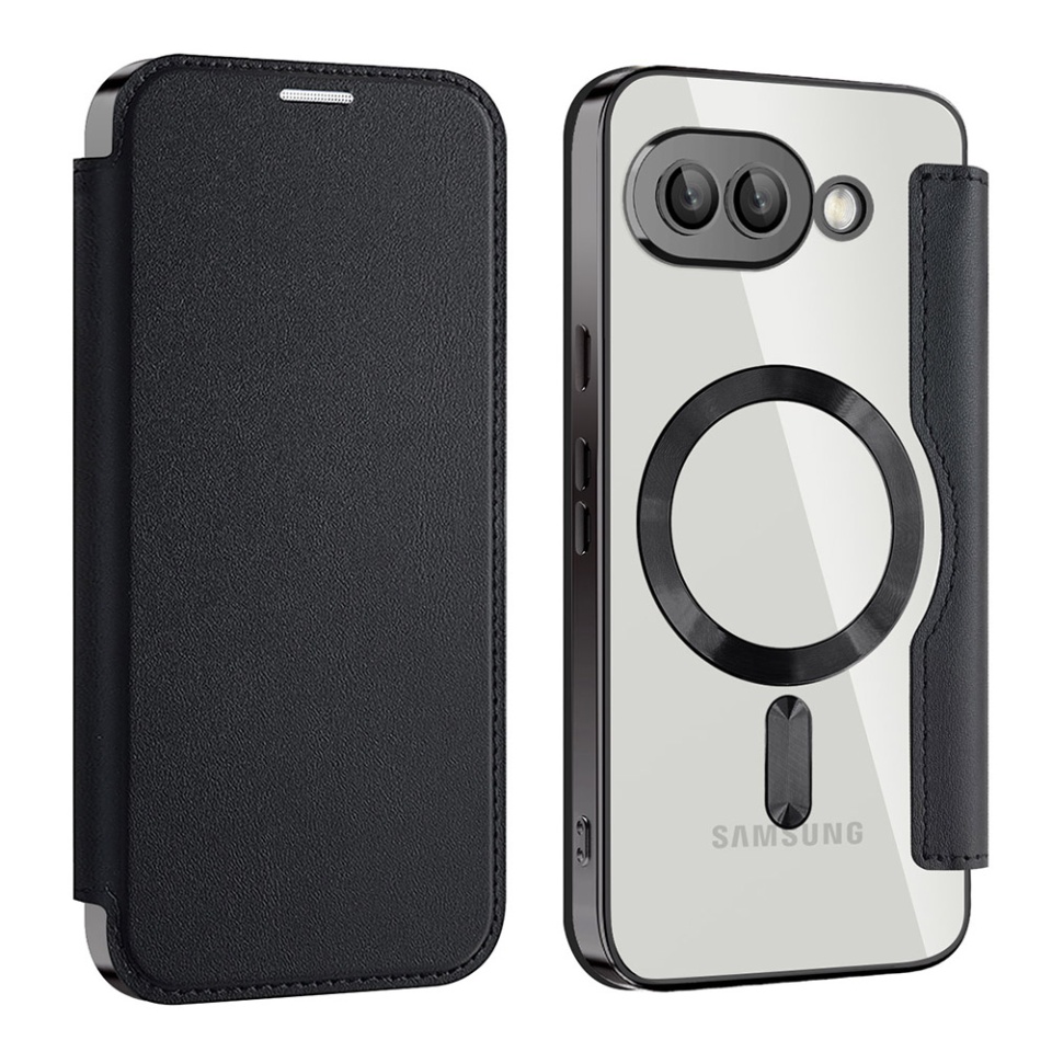 Husa pentru Google Pixel 9a tip carte, SKYDDAR INOVATION, SmartMag Book, Magsafe, RFiD, Suport Carduri, set cu sticker, Negru - 1 | YEO