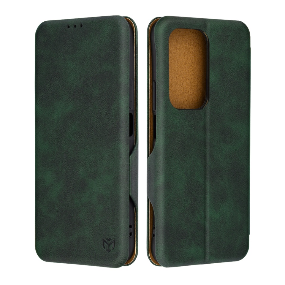 Husa pentru Honor 200 Lite, SKYDDAR INNOVATION, Safe Wallet tip carte din Piele Ecologica, Suport Carduri, Inchidere Magnetica, Verde, set cu sticker