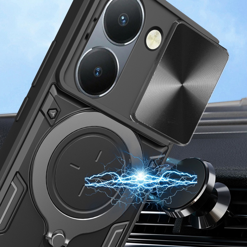 Husa pentru Honor 200 Pro, SKYDDAR INNOVATION, CamGuard Pro, Inel Magnetic, Protectie Camera, set cu sticker, Negru - 6