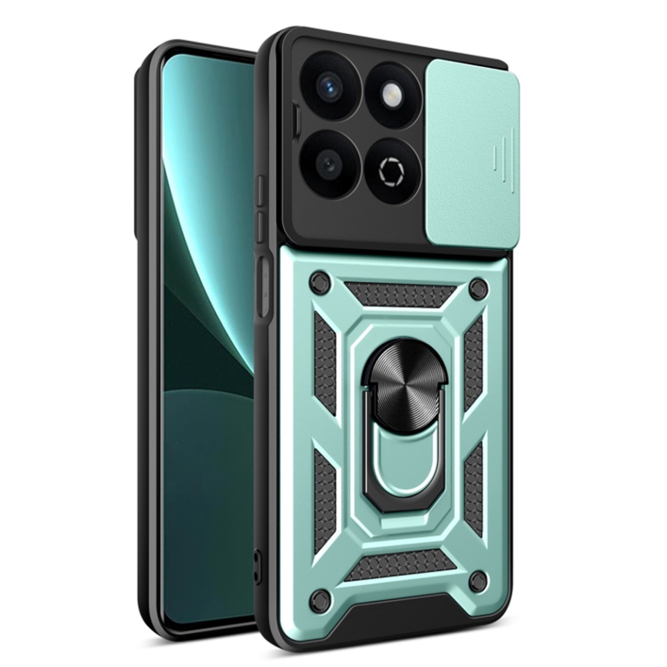 Husa pentru Honor 200 Smart / X7c cu inel magnetic si protectie camera Skyddar CamShield - Verde