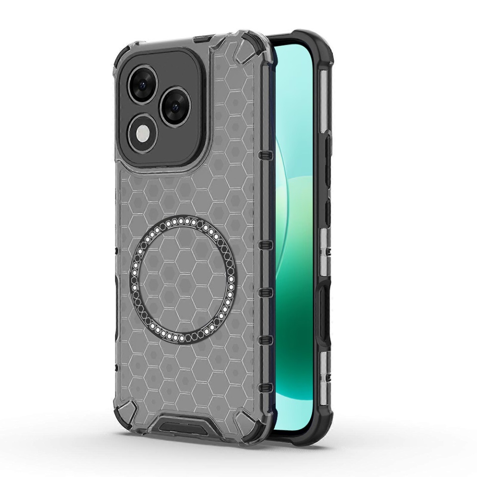 Husa pentru Honor 400 Lite, SKYDDAR INNOVATION, HoneyComb Shield MagSafe, Negru, set cu sticker
