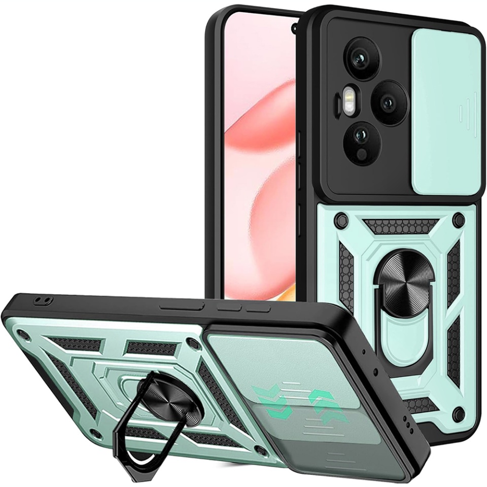 Husa pentru Honor 400 Pro, SKYDDAR INNOVATION, CamShield, Inel magnetic, set cu sticker, Verde