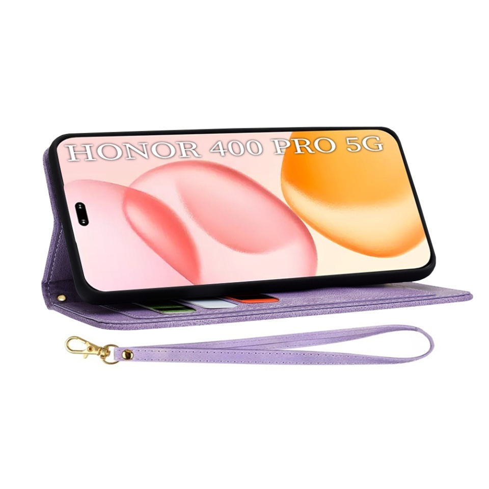 Husa pentru Honor 400 Pro, SKYDDAR INNOVATION, Flipcraft din Piele Ecologică, Stand Integrat, Buzunare pentru Carduri, set cu sticker, Mov - 3 | YEO