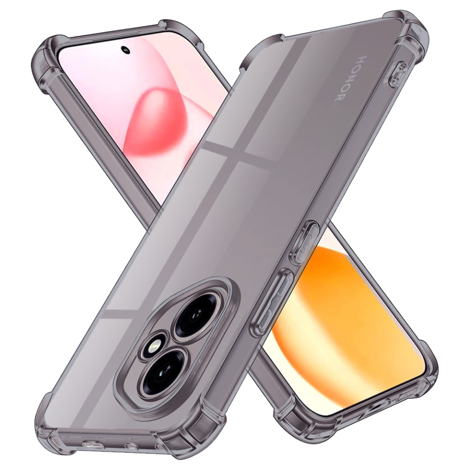 Husa pentru Honor 400, SKYDDAR INNOVATION, Shockproof Clear Silicone, Silicon Slim, set cu sticker, Fumuriu