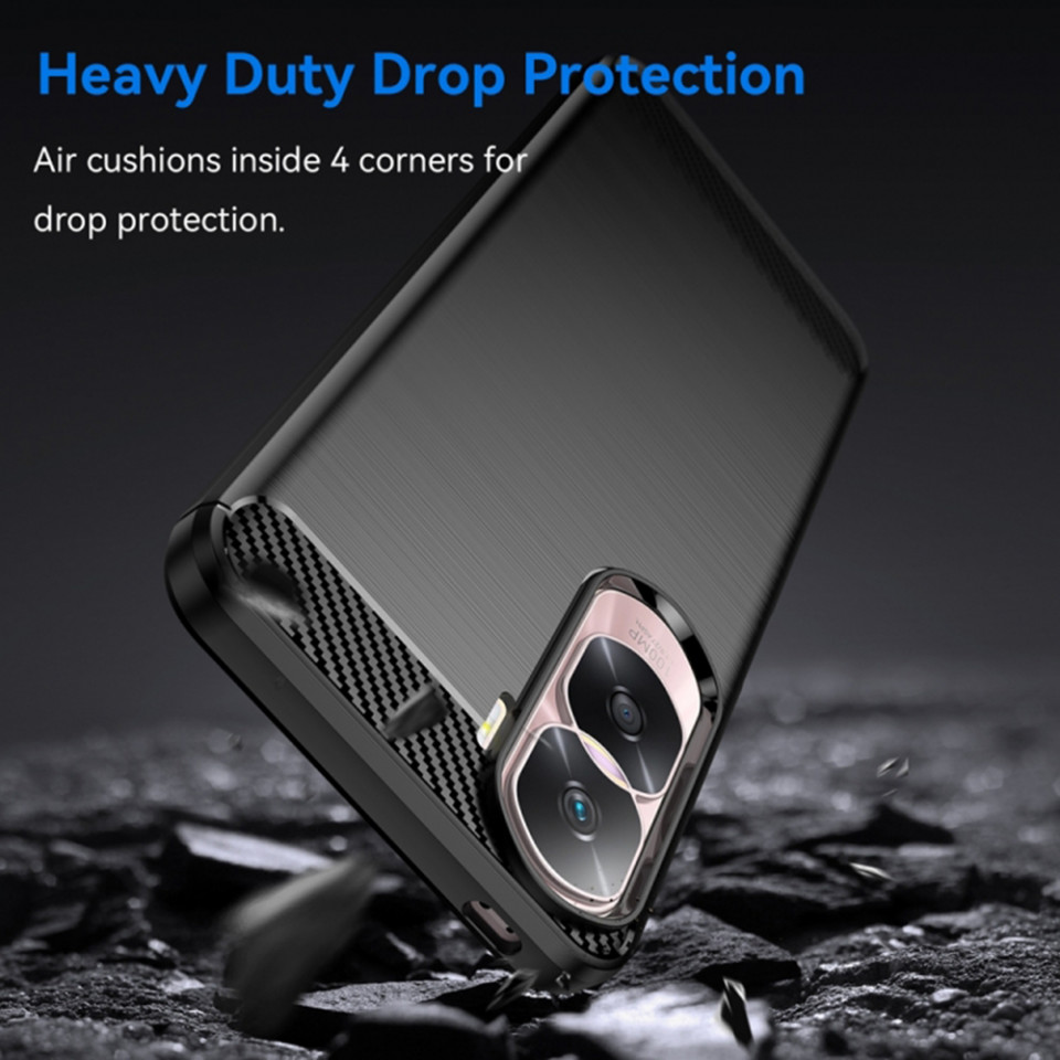 Husa pentru Honor 90 Lite din Carbon Silicon Skyddar, Anti-Amprente - Negru - 3 | YEO