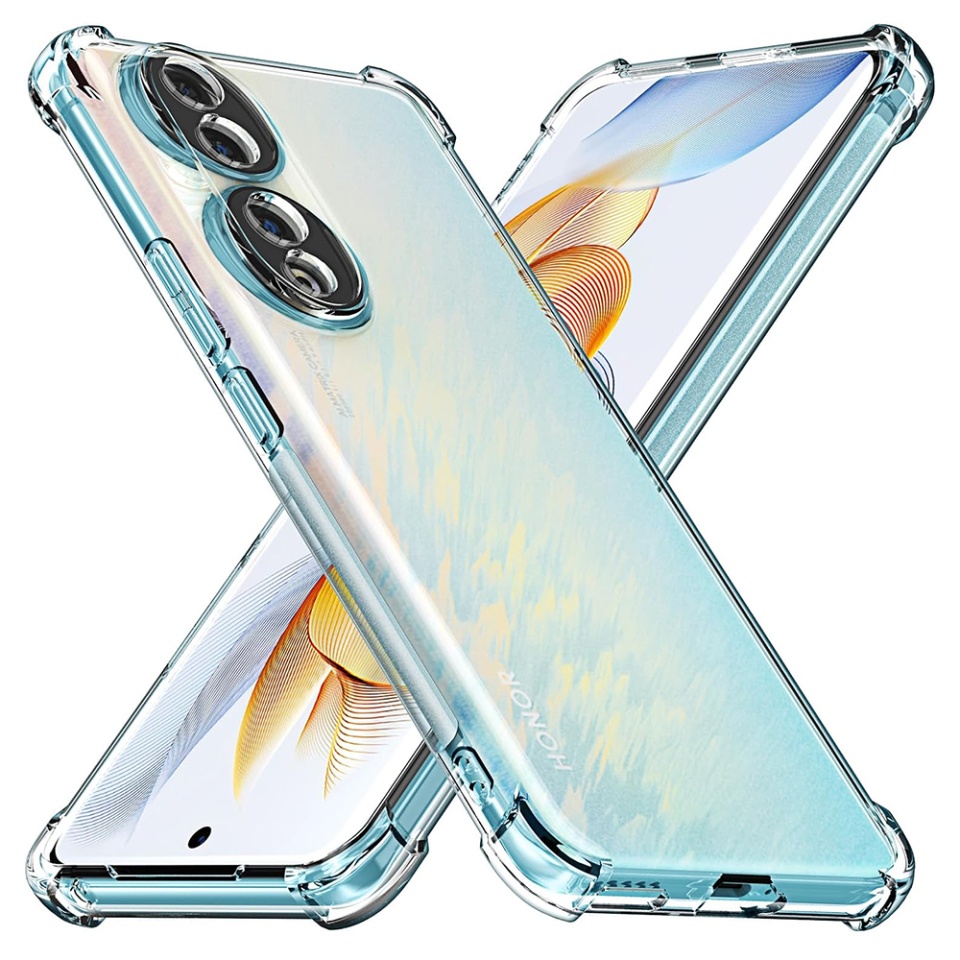 Husa pentru Honor 90 Pro , SKYDDAR INNOVATION, Shockproof Clear din Silicon Slim, Transparenta, set cu sticker