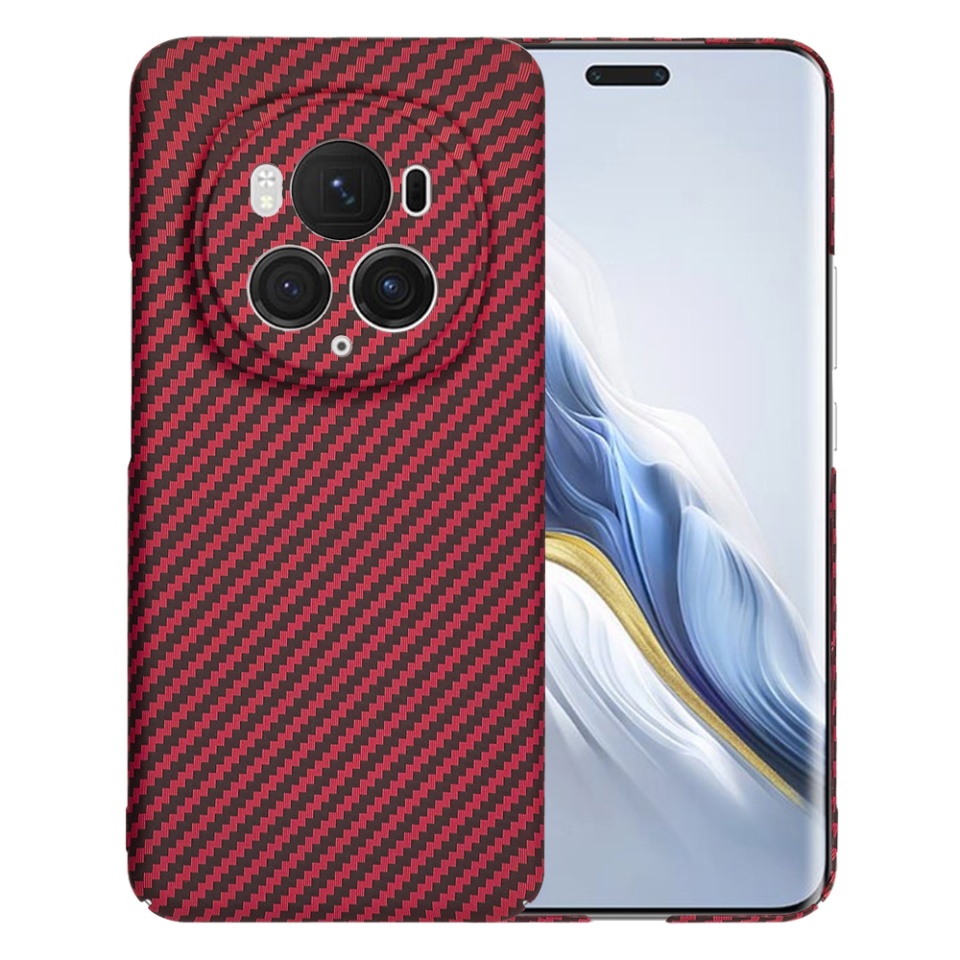 Husa pentru Honor Magic6 Pro, Finisaj Premium cu Textura de Carbon, Design Elegant, SKDR CarbonFlex - Rosu