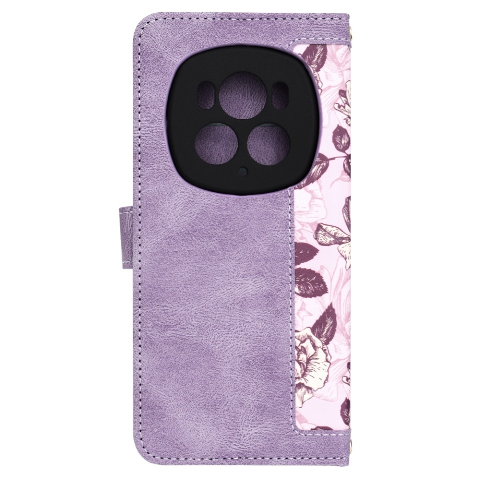 Husa pentru Honor Magic6 Pro, SKYDDAR INNOVATION, Flipcraft din Piele Ecologică, Stand Integrat, Buzunare pentru Carduri, set cu sticker, Mov - 2 | YEO