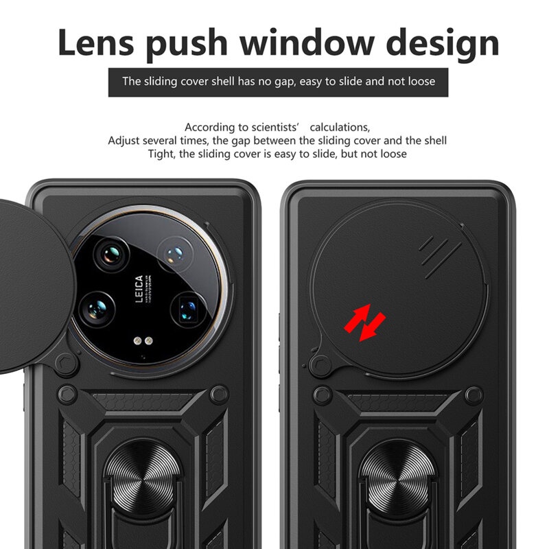 Husa pentru Honor Magic7 Pro cu inel magnetic si protectie camera CamShield cu sticker - Negru - 2 | YEO