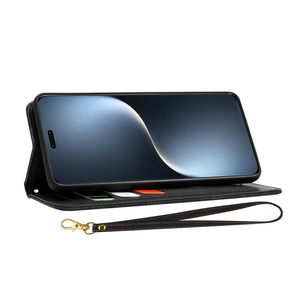 Husa pentru Honor Magic7 Pro, SKYDDAR INNOVATION, Flipcraft din Piele Ecologică, Stand Integrat, Buzunare pentru Carduri, set cu sticker, Negru - 5