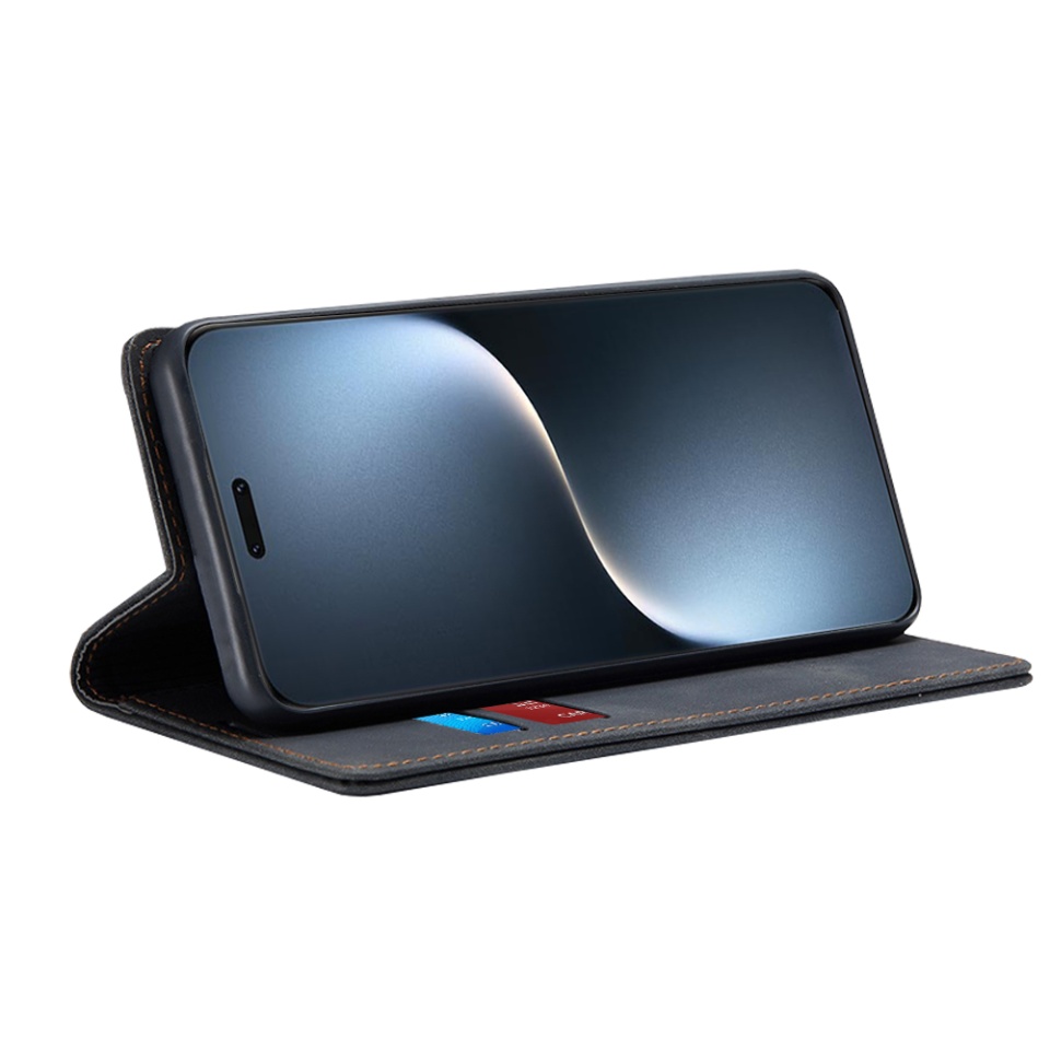Husa pentru Honor Magic7 Pro, SKYDDAR INNOVATION, Soft Wallet, tip Carte din piele Eco Premium, cu Portofel Interior, Negru, set cu sticker - 1 | YEO