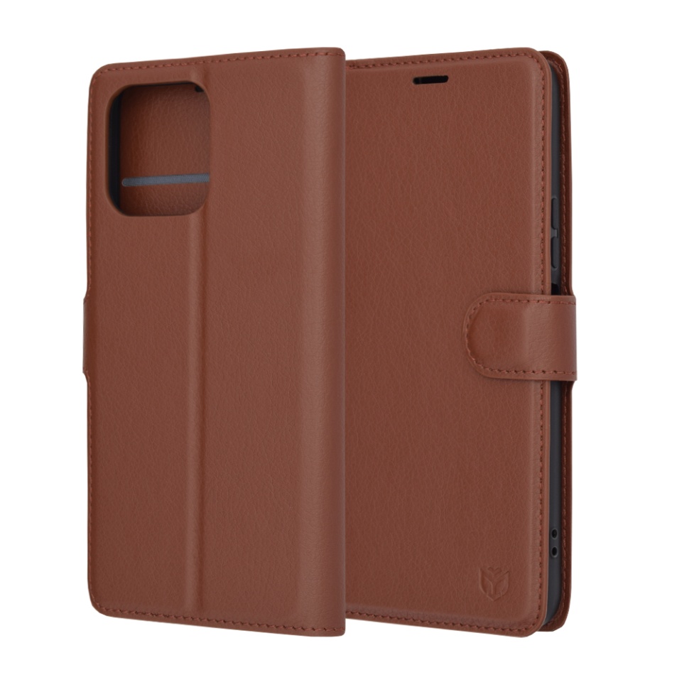 Husa pentru Honor X8a tip Carte, cu Portofel Interior, Finisaje Premium, SKYDDAR Leather Wallet - Maro