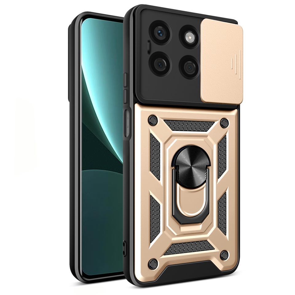 Husa pentru Honor X8b, SKYDDAR INNOVATION, CamShield, Inel magnetic, set cu sticker, Auriu