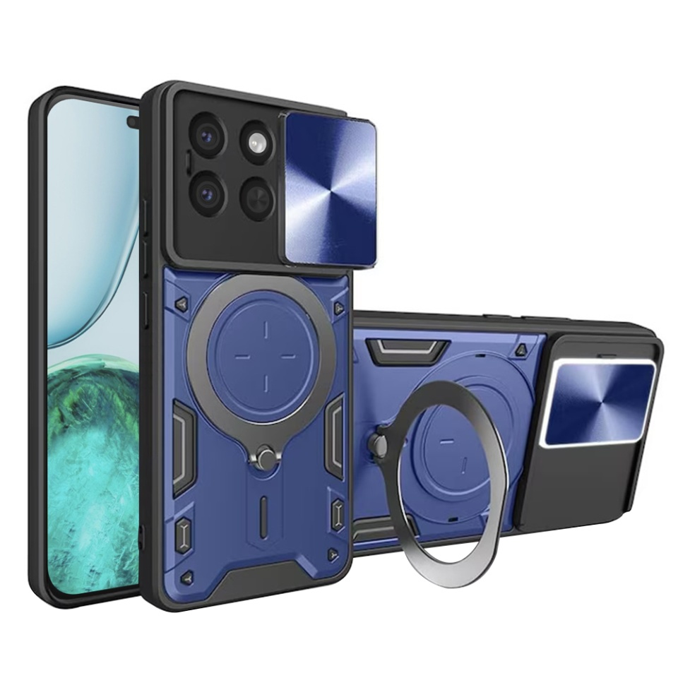 Husa pentru Honor X8c, SKYDDAR INNOVATION, SafeCover cu Inel Magnetic, Protectie Camera, set cu sticker, Albastru