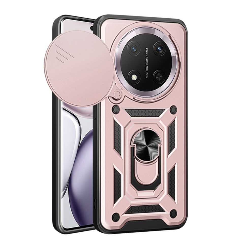 Husa pentru Honor X9c / Magic7 Lite, SKYDDAR INNOVATION, CamShield, Inel magnetic, set cu sticker, Roz