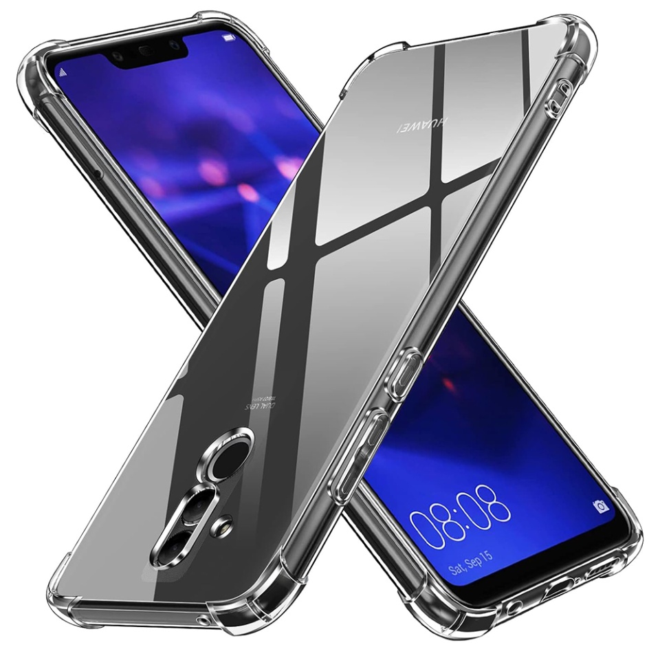 Husa pentru Huawei Mate 20 Lite , SKYDDAR INNOVATION, Shockproof Clear din Silicon Slim, Transparenta, set cu sticker