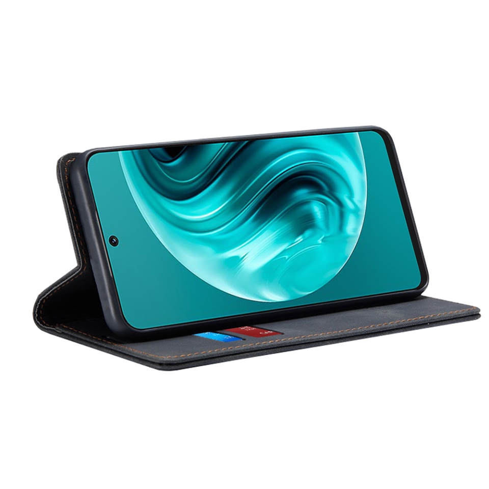 Husa pentru Huawei nova 12i / nova 13i, SKYDDAR INNOVATION, Soft Wallet, tip Carte din piele Eco Premium, cu Portofel Interior, Negru, set cu sticker - 1 | YEO