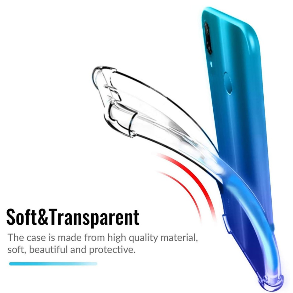 Husa pentru Huawei P Smart 2019 , SKYDDAR INNOVATION, Shockproof Clear din Silicon Slim, Transparenta, set cu sticker - 3 | YEO