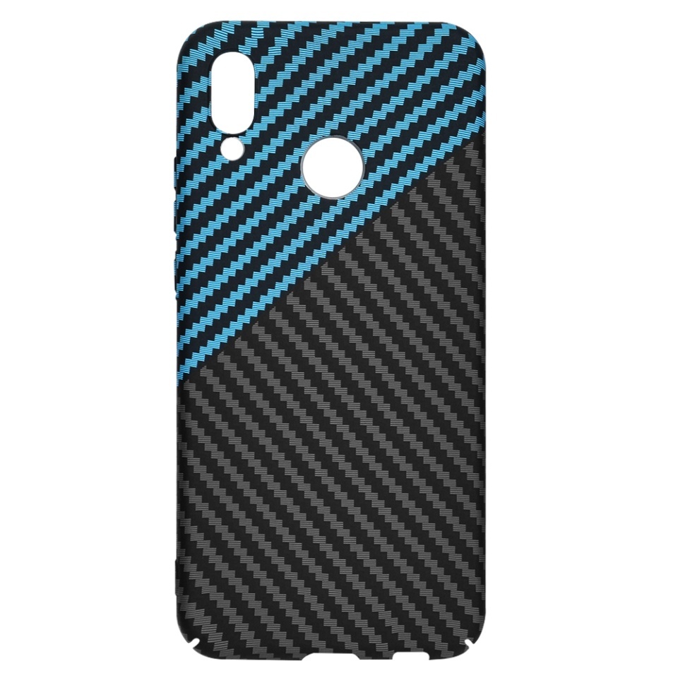 Husa pentru Huawei P20 Lite, SKYDDAR INNOVATION, textura carbon, Carbonite FiberShell, set cu sticker, Bleu, - 3 | YEO