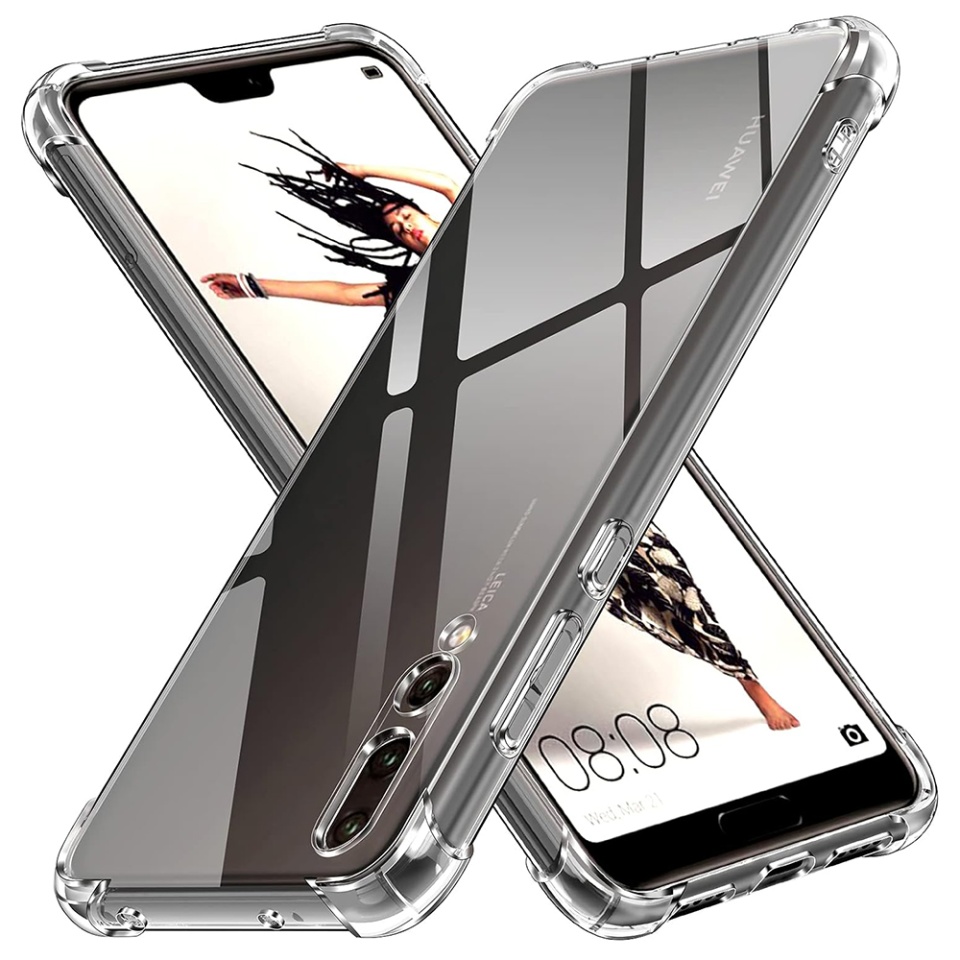 Husa pentru Huawei P20 Pro , SKYDDAR INNOVATION, Shockproof Clear din Silicon Slim, Transparenta, set cu sticker