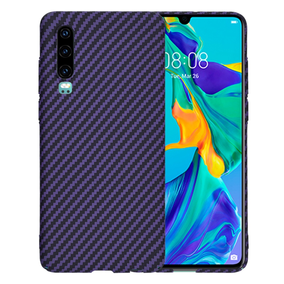 Husa pentru Huawei P30, Finisaj Premium cu Textura de Carbon, Design Elegant, SKDR CarbonFlex - Mov