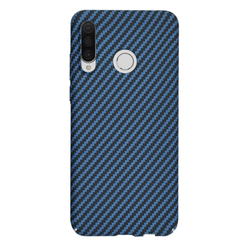 Husa pentru Huawei P30 Lite / P30 Lite New Edition, Finisaj Premium cu Textura de Carbon, Design Elegant, SKDR CarbonFlex - Cyan - 2 | YEO