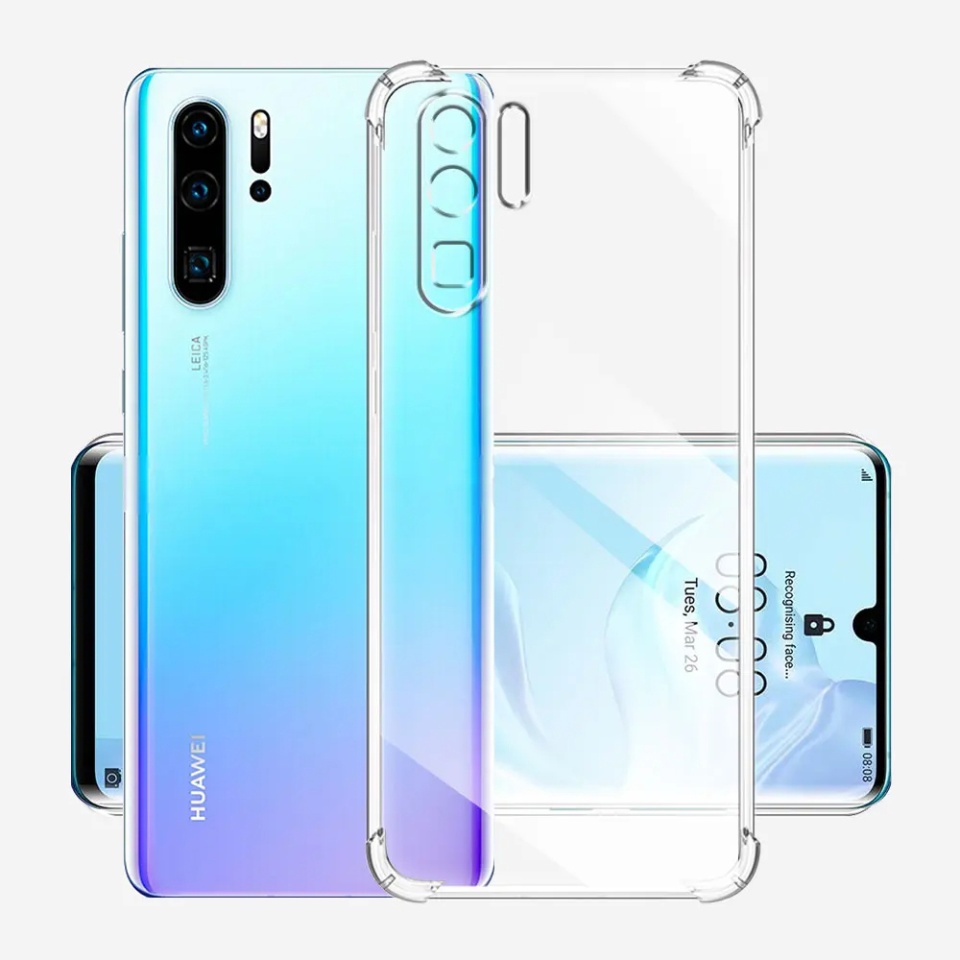 Husa pentru Huawei P30 Pro, SKYDDAR INNOVATION, Shockproof Clear din Silicon Slim, Transparenta, set cu sticker - 3 | YEO
