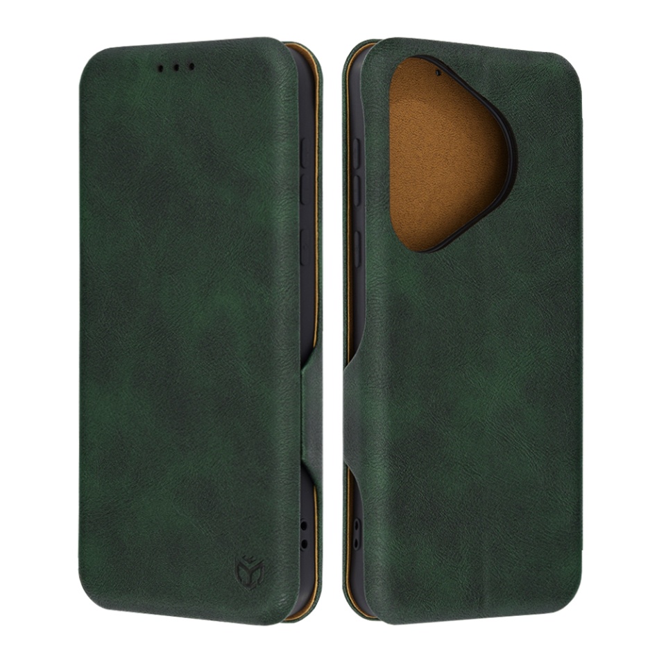 Husa pentru Huawei Pura 70, SKYDDAR INNOVATION, Safe Wallet tip carte din Piele Ecologica, Suport Carduri, Inchidere Magnetica, Verde, set cu sticker