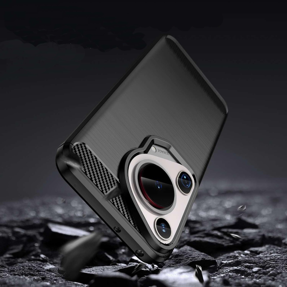 Husa pentru Huawei Pura 70 Ultra din Silicon Premium, Slim, cu textura Fibra Carbon - Albastru - 2 | YEO