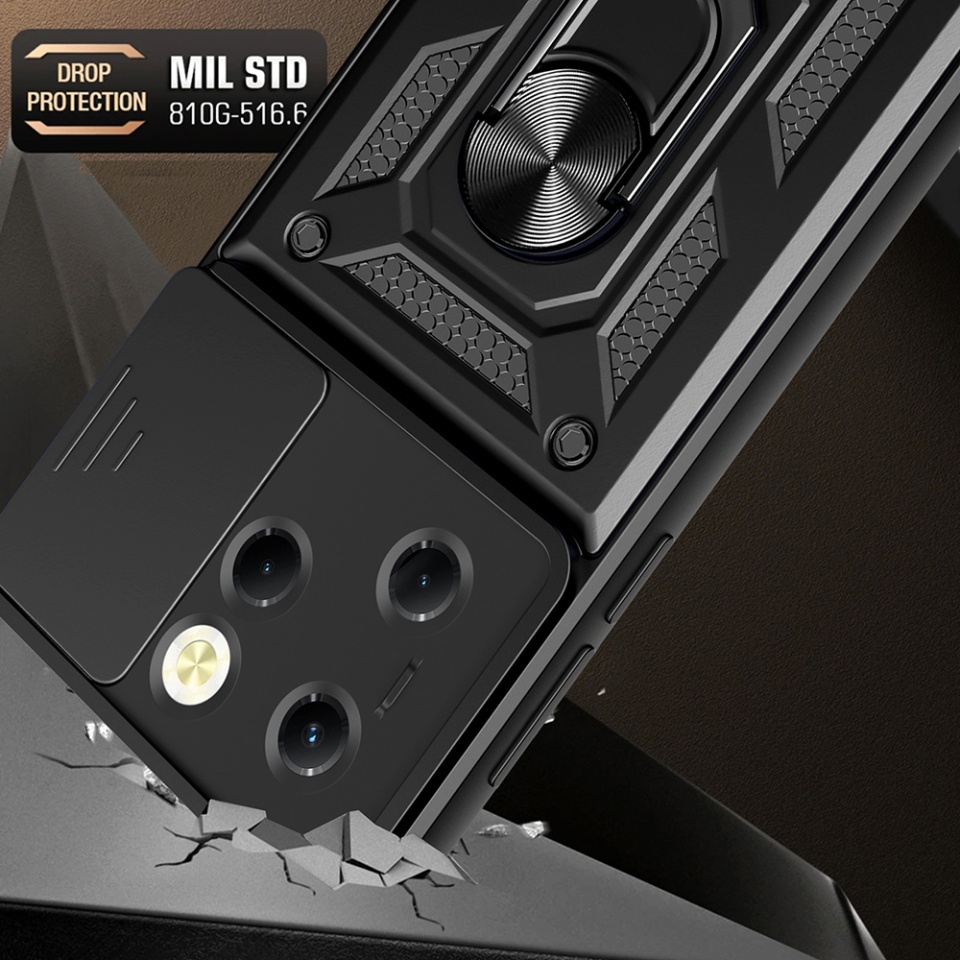 Husa pentru Infinix Hot 40 / Hot 40 Pro / Tecno Spark 20 Pro, SKYDDAR INNOVATION, CamShield, Inel magnetic, set cu sticker, Roz - 3 | YEO