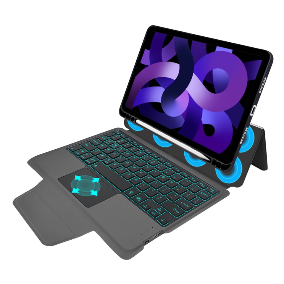Husa pentru iPad Air 4 (2020)/Air 5 (2022)/Air 11 (2024) cu Tastatura Bluetooth si Protectie 360°, SKDR TabTop Pro - Negru - 3 | YEO
