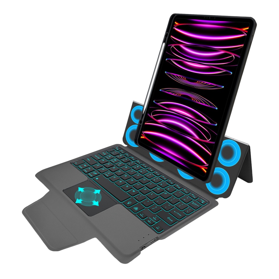 Husa pentru iPad Pro 11 (2018 / 2020 / 2021 / 2022) cu Tastatura Bluetooth si Protectie 360°, SKDR TabTop Pro - Negru - 2 | YEO