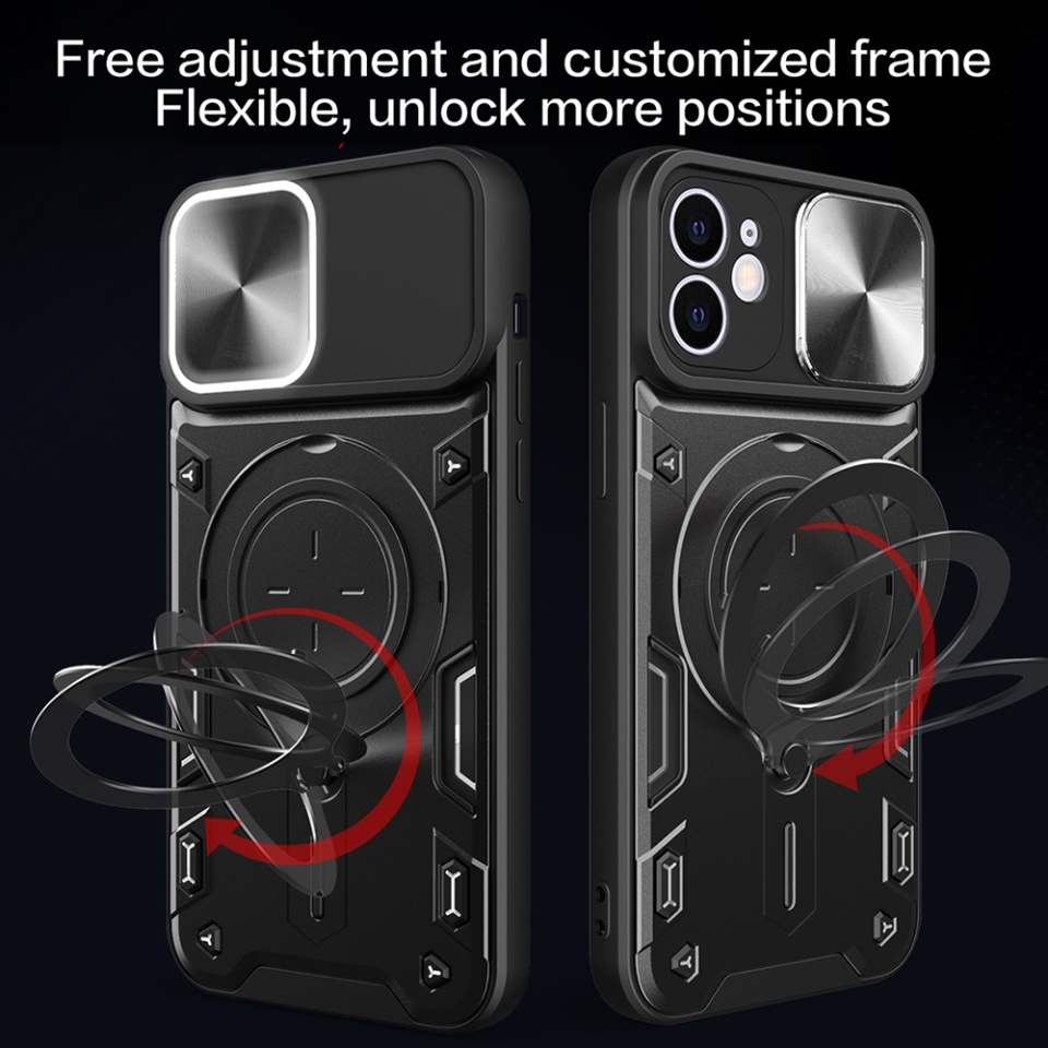 Husa pentru iPhone 11, SKYDDAR INNOVATION, CamGuard Pro, Inel Magnetic, Protectie Camera, set cu sticker, Negru - 3 | YEO