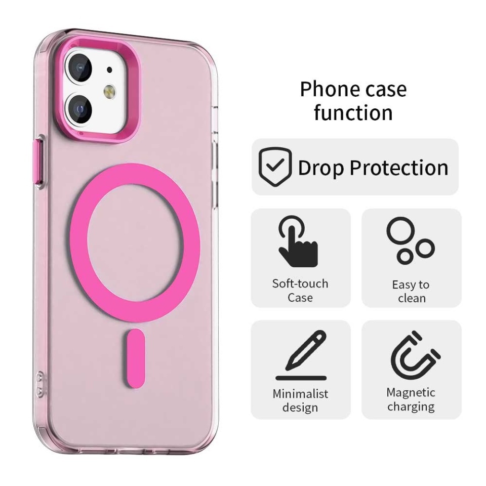 Husa pentru iPhone 12 / 12 Pro, SKYDDAR INOVATION, CandyCase, Magsafe, set cu sticker, Roz - 1 | YEO