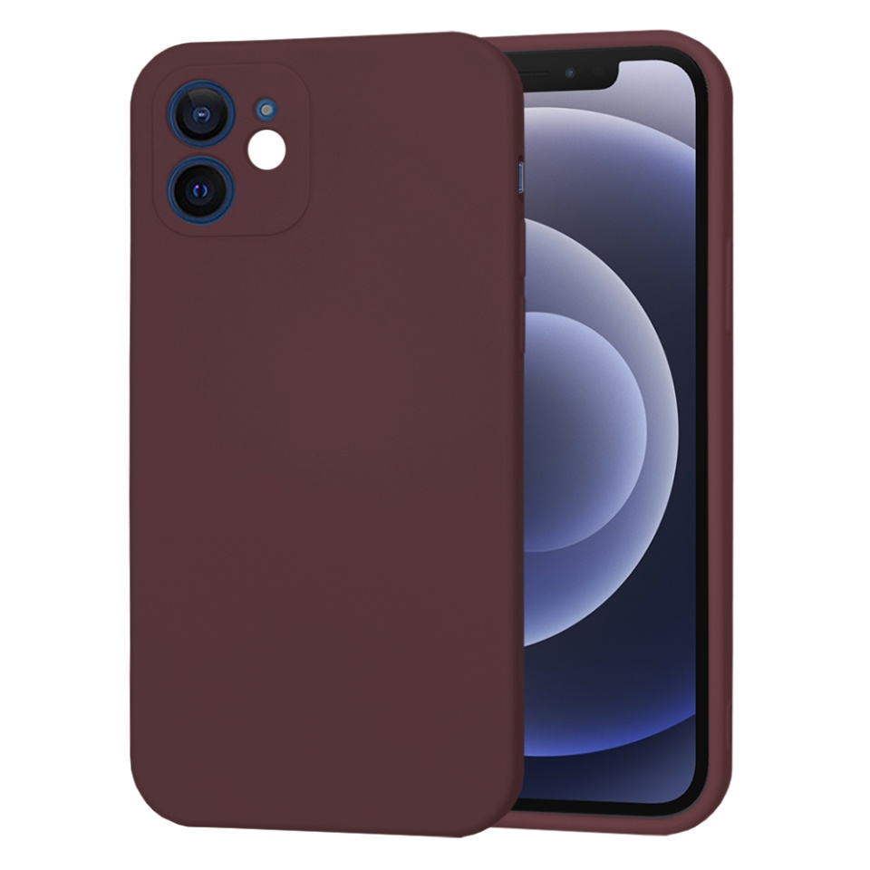 Husa pentru iPhone 12 din Silicon Catifelat, Protectie Premium, Skyddar SoftElegance - Bordo