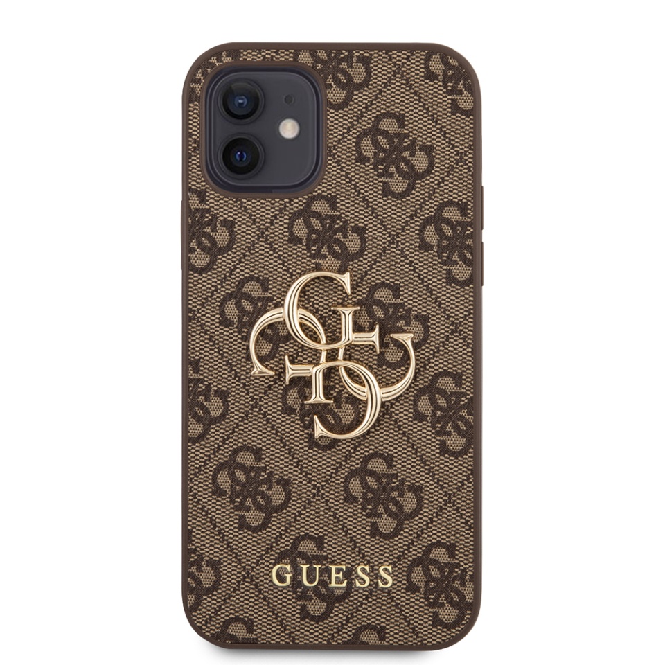 Husa pentru iPhone 12, Guess Hardcase 4G Big Metal Logo, Protectie Slim, Compatibila, Maro - 2 | YEO