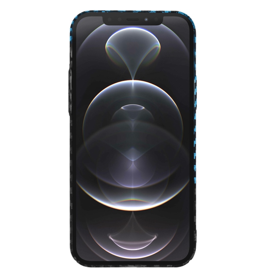 Husa pentru iPhone 12 Pro, Finisaj Premium cu Textura de Carbon, Design Elegant, SKDR CarbonFlex - Bleu - 2 | YEO