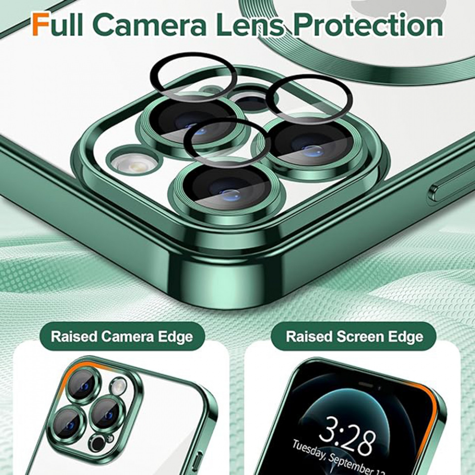 Husa pentru iPhone 12 Pro Max cu Magsafe integrat, SKYDDAR Luxury Shield - Verde inchis - 3 | YEO