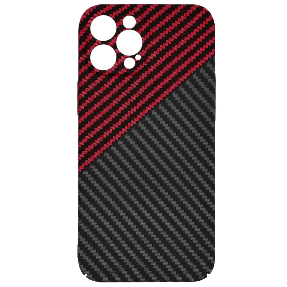 Husa pentru iPhone 12 Pro Max, Finisaj Premium cu Textura de Carbon, Design Elegant, SKDR CarbonFlex - Rosu inchis - 3 | YEO