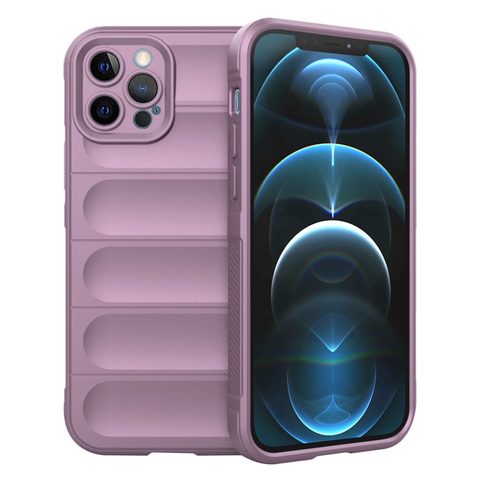 Husa pentru iPhone 12 Pro Max, SKYDDAR INNOVATION, Vogue, din Silicon Mat, Mov, set cu sticker