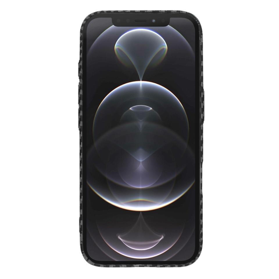 Husa pentru iPhone 12 Pro, SKYDDAR INNOVATION, textura carbon, Carbonite FiberShell, set cu sticker, Negru, - 1 | YEO