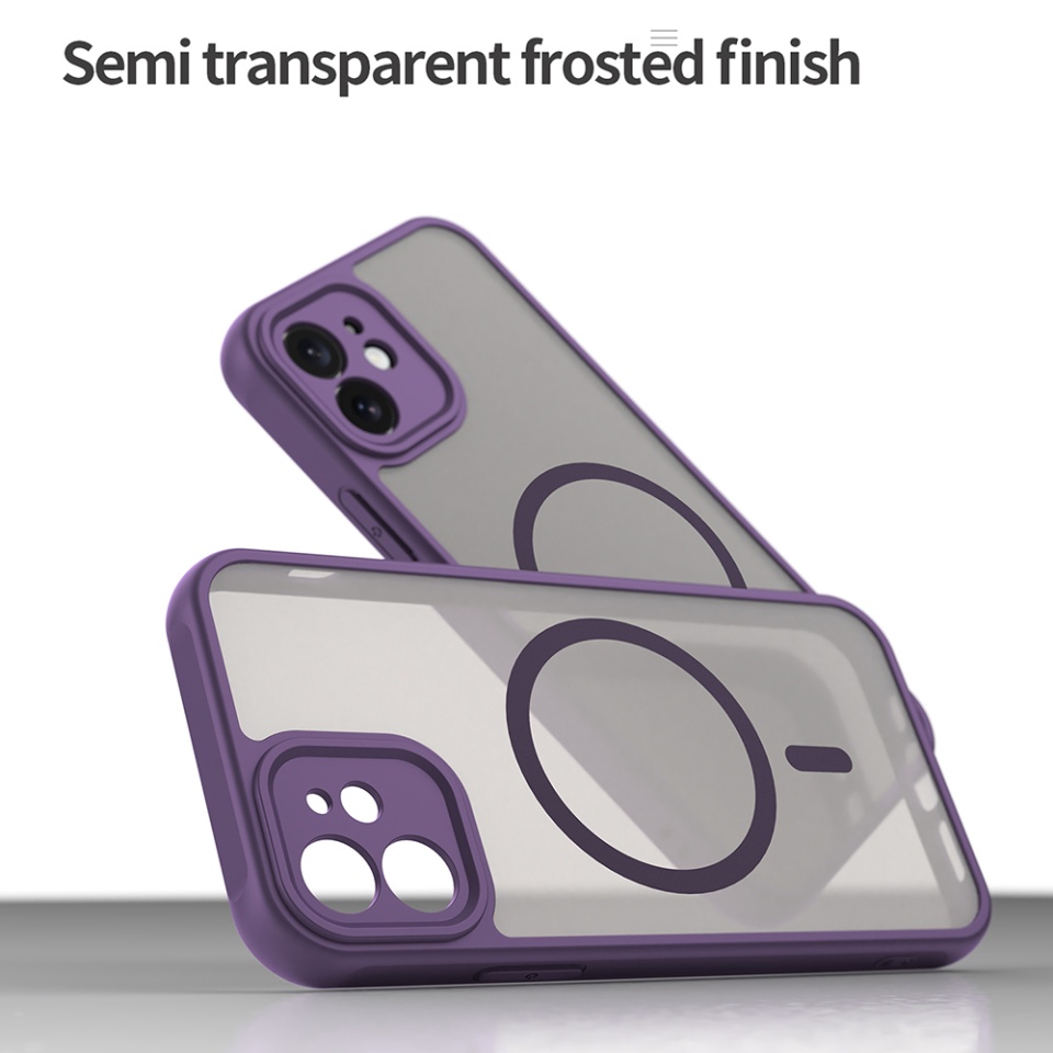 Husa pentru iPhone 12, SKYDDAR INNOVATION, HaloFrost MagSafe II, Antisoc, set cu sticker, Mov - 2 | YEO