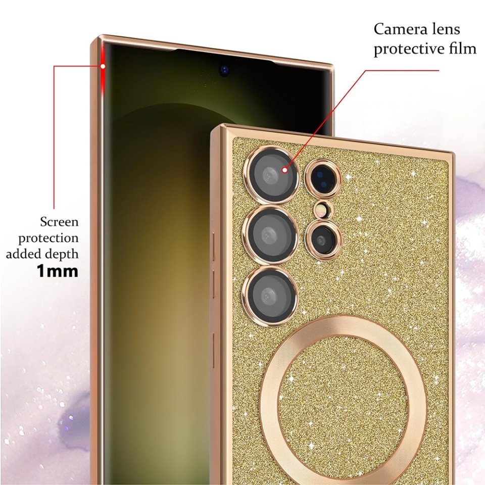 Husa pentru iPhone 12, SKYDDAR INNOVATION, Luxury Glitter Magsafe, Antisoc, Fundal Detasabil 2-in-1, Protectie Superioara, Margini Ridicate, Bleu, set cu sticker - 5