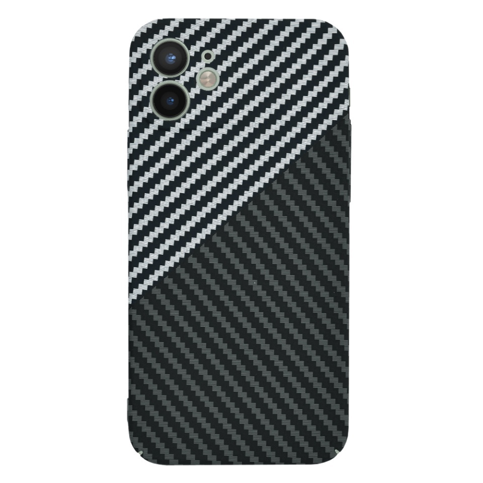 Husa pentru iPhone 12, SKYDDAR INNOVATION, textura carbon, Carbonite FiberShell, set cu sticker, Gri, - 1 | YEO