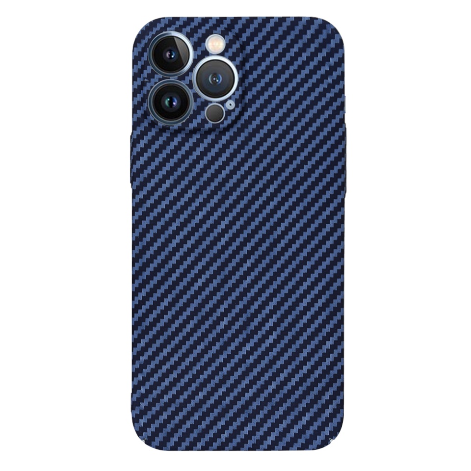 Husa pentru iPhone 13 Pro Max, Finisaj Premium cu Textura de Carbon, Design Elegant, SKDR CarbonFlex - Cyan - 2 | YEO