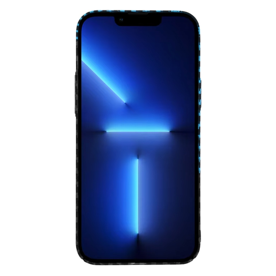 Husa pentru iPhone 13 Pro Max, Finisaj Premium cu Textura de Carbon, Design Elegant, SKDR CarbonFlex - Bleu - 2 | YEO