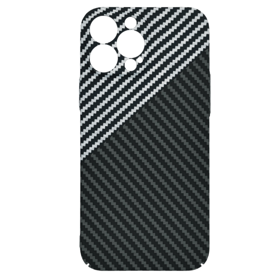 Husa pentru iPhone 13 Pro Max, Finisaj Premium cu Textura de Carbon, Design Elegant, SKDR CarbonFlex - Gri - 3 | YEO