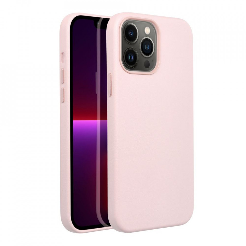 Husa pentru iPhone 13 Pro Max piele ecologica Mag Safe, Skyddar Leather - Roz - 3 | YEO
